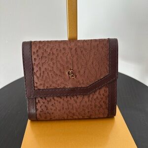 Vintage Brown Leather Wallet with Monogram CL
